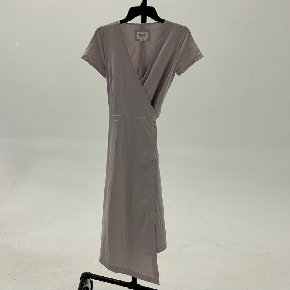 Lavender Wrap V-Neck Midi Dress